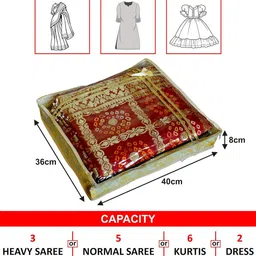 Kuber Industries Gold-Toned 8-Pieces Printed Fabric Sarees Organizers image 5