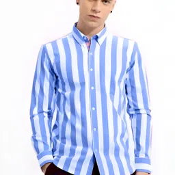 rodeiz Men Slim Fit Striped Spread Collar Casual Shirt image 4