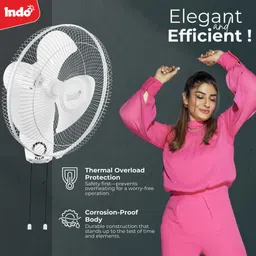 indo ELLIE 16" High speed wall fan |2200 RPM | 3-Speed Control | Warranty: 2 Years| 400 3 Blade Wall Fan image 5