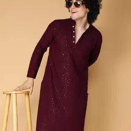 arjunenterprice Men Embellished Cotton Silk Straight Kurta-picture-16
