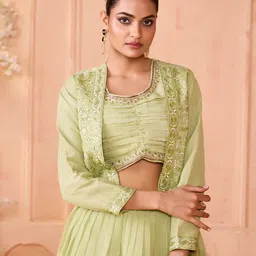 madhuram Embroidered Stitched Lehenga with Jacket image 4