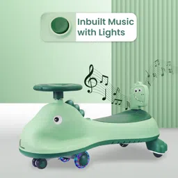 r for rabbit Iya Iya Dino Swing Car for Baby with LED Wheels and In-Built Music Rideons & Wagons Battery Operated Ride On image 3