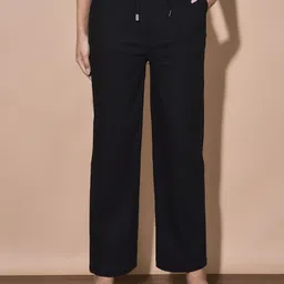 ffu Women Black Cotton Blend Trousers-picture-10