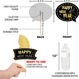 zyozique Black, Golden New Year Photo Booth Props,Happy New Year Decorations (Pack of 31) image 3