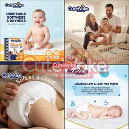 cutewoke healthcare llp Hypoallergenic Baby Diapers, Double Leakage Protection, Skin Friendly - XL image 4