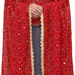 kemza Georgette Printed Red Women Dupatta-picture-19