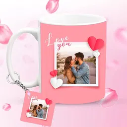 giftspedia Photo & Text Printed Cup For Birthday , Anniversary Gift White mug + Keychain 54 Ceramic Coffee Mug-picture-11