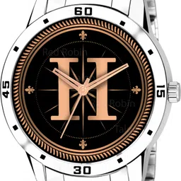 talgo Fancy Design Stylish ALPHABET H Dial Silver Leather Strap Men Wrist Watch Analog Watch - For Boys ALPHA-H-AVO-SIL-STL image 2