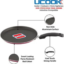 ucook Non-Stick Aluminium Induction Base Dosa Tawa 28 cm diameter image 3