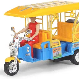 play haven e Rickshaw with pull back action and Spare rear WheelS,YELLOW-picture-38