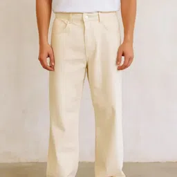 white leapard Men Relaxed Fit Mid Rise Beige Jeans-picture-11