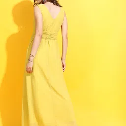 tokyo talkies Women Maxi Yellow Full Length Dress image 3
