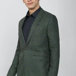 peter england Men Checkered Single Breasted Formal Blazer image 3