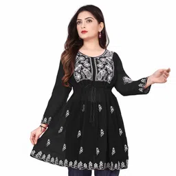 shivcreatione Women Fit and Flare Black Above Knee/Mid Thigh Length Dress image 5