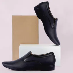 aaeshu Men's & Boy's Stylish & Comfortable Synthetic Leather Slip On Black Color Atractive busniess Shoe Uk_10 Slip On For Men image 1