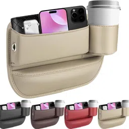 semaphore Car Seat Gap Organizer, Leather Storage Box with Cup Holder, Car Bottle Holder-picture-23