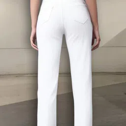 gold-d.a fashion Women Relaxed Fit Mid Rise White Jeans image 3