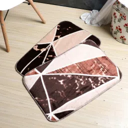 utility jet Brown Abstract Nylon 24x16 Inches Anti Skid Door Mats (Pack of 2) image 1