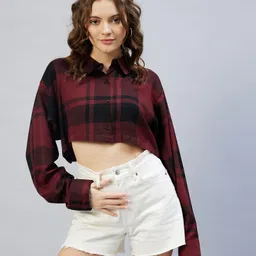 chimpaaanzee Women Regular Fit Checkered Casual Shirt-picture-22