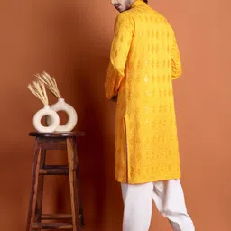 tibra Men Embellished, Embroidered Viscose Rayon Straight Kurta image 2