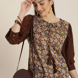 sangria Women Floral Print Pure Cotton Straight Kurta-picture-12