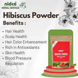 nidco herbal heritage Hibiscus Powder 50gm (Pack of 2) | Natural Hair Growth Mask & Skin Face Pack image 3