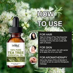 skiura nature Tea Tree Essential Oils for Skin, Hair, Face, Acne Care, Essential Oil image 4