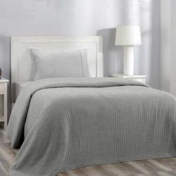 Grey Solid 210 TC Polyester Single Bed Cover by Maspar-picture-16