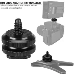 SUPERNIC Screw Adapter Tripod Mount Phone Clip Holder for DSLR Camera. Flash Shoe Adapter image 4