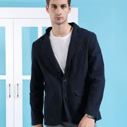 the indian garage co. Men Solid Single Breasted Casual Blazer image 5