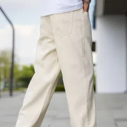 denim hawk Men Loose Fit Mid Rise Beige Jeans image 3