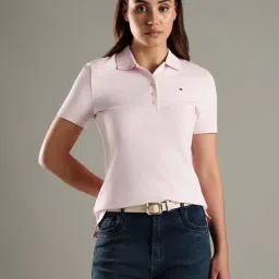 tommy hilfiger Regular Fit Polo T-Shirt with Logo Embroidery image 1