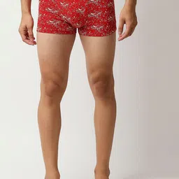 UnderJeans by Spykar Men Red Printed Cotton Blend Trunks - UJNPTS020RED-image-46