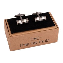 The Tie Hub Rhodium-Plated Striped Rectangle Cufflink-picture-38
