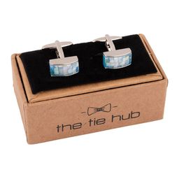 The Tie Hub Printed Rhodium-Plated Rectangle Cufflink-picture-29