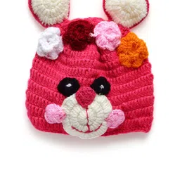 CHUTPUT Kids Set of 2 Pink & Black Embroidered Beanie image 2