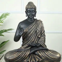 casacraft from pepperfry Serene Seated Brown Buddha Statue Elegant Decorative Idol (Brown) image 1