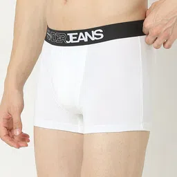 UnderJeans by Spykar Pack Of 2 Mid Rise Premium Trunks UJNPTC056WHITEWHITE image 5