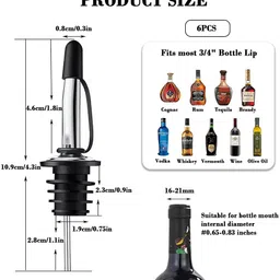 serplex Oil Bottle Cap Dispenser Set of 6 Leak Proof Pourer for Kitchen Use Stainless Steel Bottle Stopper image 2