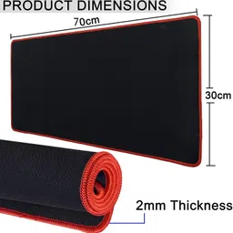 PEARIVE Exceptional Red Border Extended & Large Gaming Mouse Pad| Stitched Embroidery Edges| Non-Slip Rubber Base |for Computer Laptop MacBook| Waterproof Keyboard Pad for Office & Home (700mmx300mm) Non Slip Base Mousepad image 2