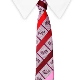 Tossido Men White & Pink Printed Broad Tie image 3