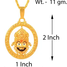 morir Gold Plated Brass Khatu Shyam Ji Special Meenakari Face Rope Chain Pendant Gold-plated Brass Pendant image 3