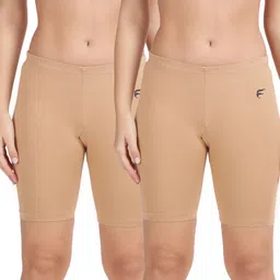 envie Pack of 2 Solid Women Brown Cycling Shorts image 1