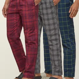 xyxx Pack of 3 Checkmate Intellieaze Combed Cotton Checks Men Pyjama-picture-23