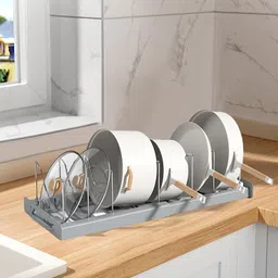 Utensil Kitchen Rack Pot Lid Organizer Pot Lid Drying Holder Counter Top Stainless Steel Steel-image-32