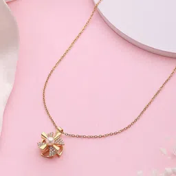 Jazz and Sizzle Gold-Plated Cubic Zirconia Floral Pendant With Chain image 1