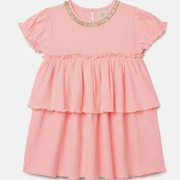BYB PREMIUM Girls Pink Solid Fit & Flare Dress-image-8