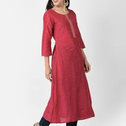 Span Geometric Printed Sequinned Detailed Silk A-Line Kurta image 2