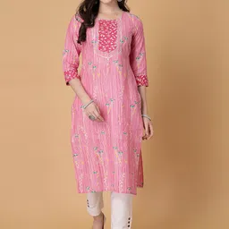 God Bless Women Embroidered Keyhole Neck Flared Sleeves Chikankari Floral Kurta-picture-33