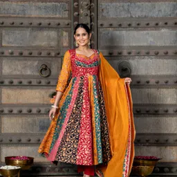 anni designer Women Viscose Rayon Kurta Pant Dupatta Set image 5